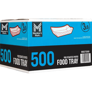 Members Mark Heavy Duty Paper Food Trays, 3lbs., 500ct.