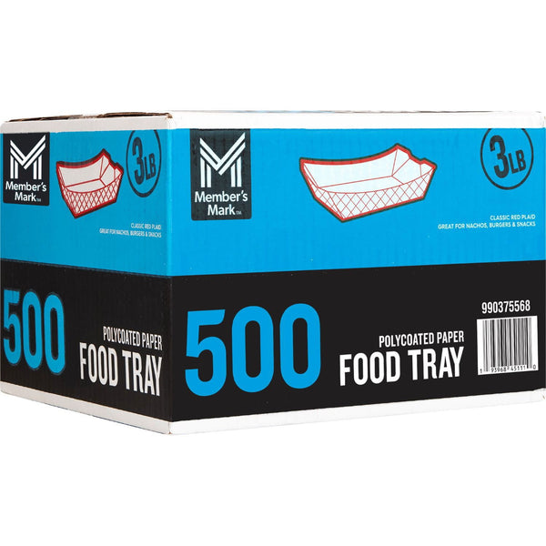 Members Mark Heavy Duty Paper Food Trays, 3lbs., 500ct.