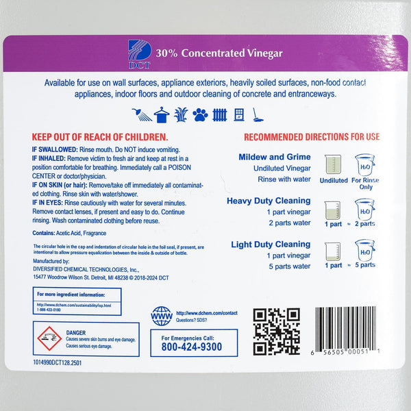 DCT 30% Concentrated Vinegar Cleaner, Lemon Scent, 1 gal.