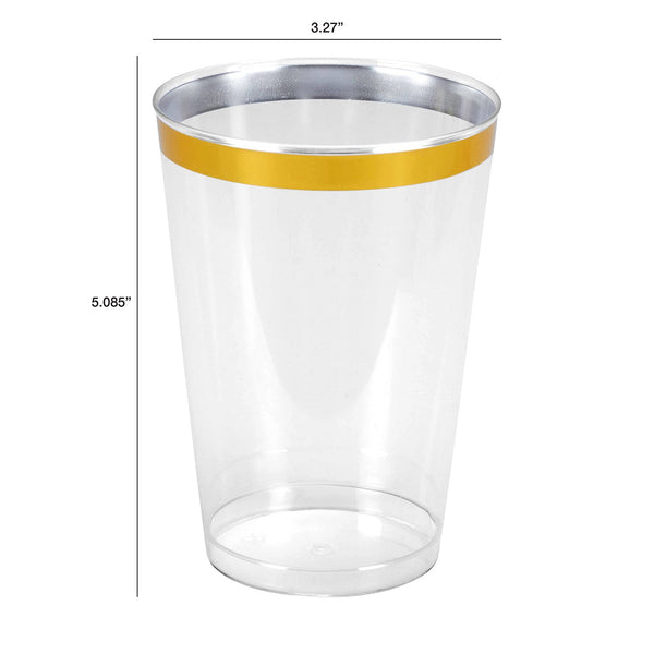 Tableluxe Premium Disposable Gold Rimmed Clear Plastic Tumbler, 16 fl. oz., 48 ct.