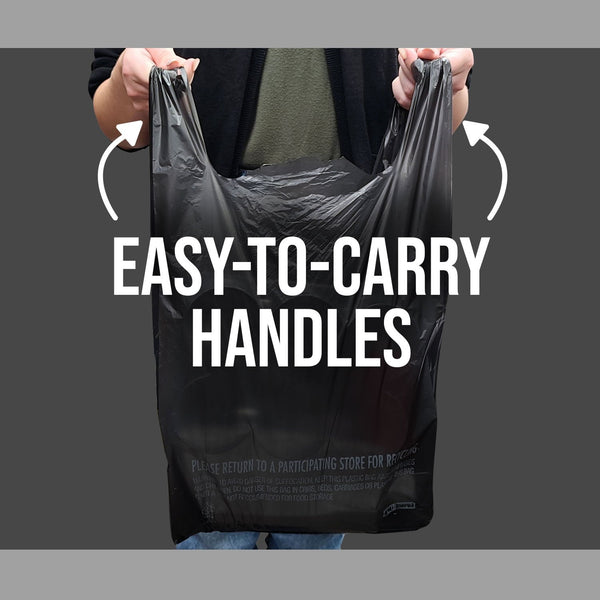Black T-Shirt Carryout Bags, 11.5" x 6.5" x 22" 1000 ct.