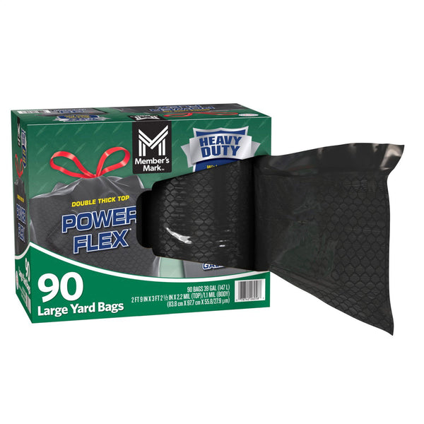 Member's Mark Heavy Duty 39-Gallon Yard Trash Bags, Unscented, 90 ct.