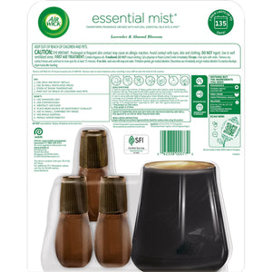 Air Wick Essential Mist Kit, Lavender & Almond Blossom, 1 diffuser + 3 refills