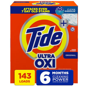 Tide + Ultra Oxi Powder Laundry Detergent, Original, 143 loads, 225 oz.
