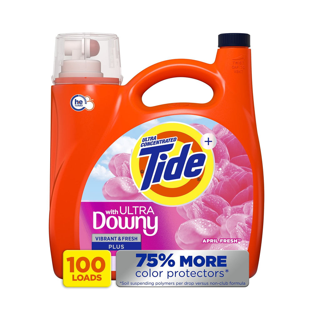 Tide with Ultra Downy Liquid Laundry Detergent, April Fresh Scent, 100 Loads, 128 fl oz