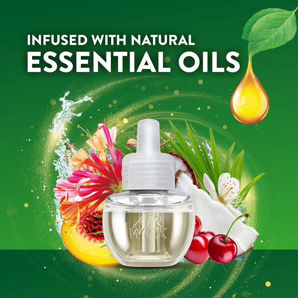 Air Wick Plug In Scented Oil Air Freshener, Sea Spray & Breeze, Sweet Peach, 1 warmer + 6 refills