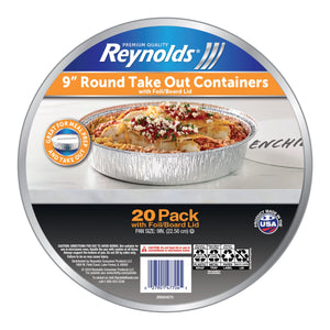 Reynolds 9" Round Foil Take Out Containers with Lids, 20 ct.