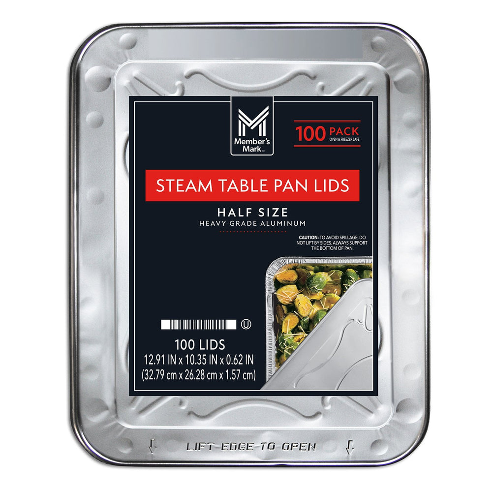 Member's Mark Aluminum Steam Table Lids, Half Size, 100 ct.