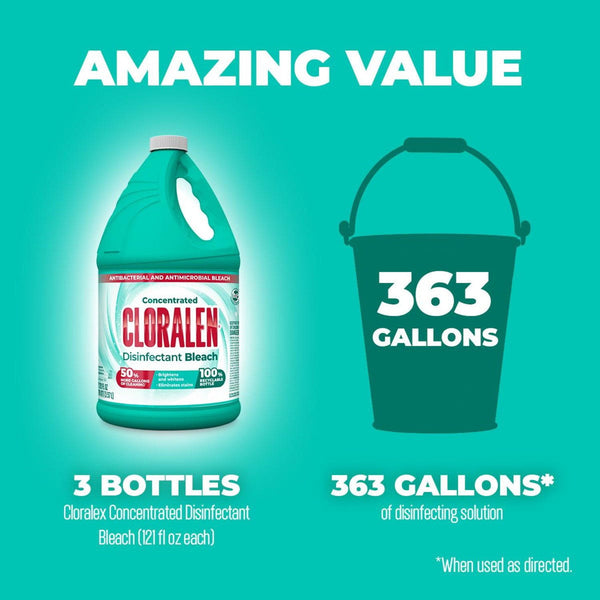 Cloralen Concentrated Household Cleaning Liquid Bleach, 3pk., 121 fl. oz. Each