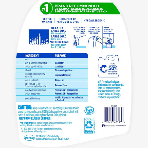 all Liquid Laundry Detergent, with Advanced OXI Stain Removers, 208oz, 140 loads