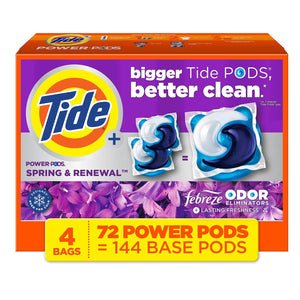 Tide Power PODS with Febreze Laundry Detergent Pacs, Spring & Renewal, 72 ct.