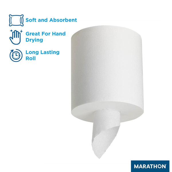Marathon Centerpull Premium 1-Ply White Paper Towels, 6 rolls, 300 sheets/roll