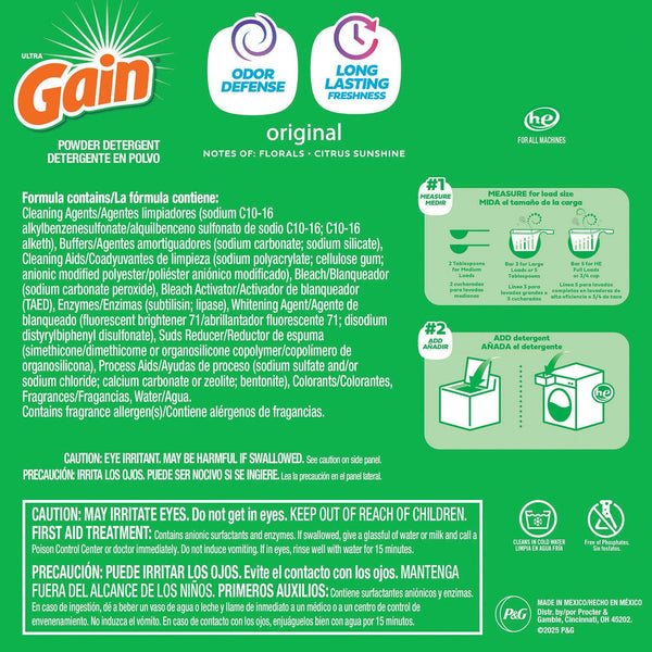 Gain Powder Laundry Detergent, Original, 195 loads, 180 oz.