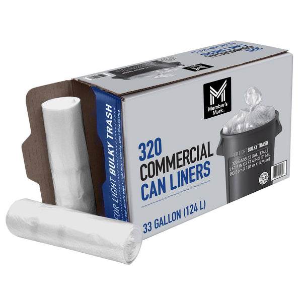 Member's Mark 33 Gallon Commercial Can Liners, 320 ct.