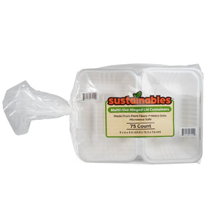 Kanak Sustainables™ Hoagie Hinged Lid To Go Food Container 9" x 6" , 75 ct.