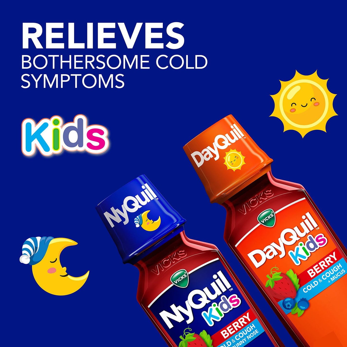 Vicks DayQuil & NyQuil Kids' Cold & Cough Liquid, Berry, 8 fl. oz., 3 pk.