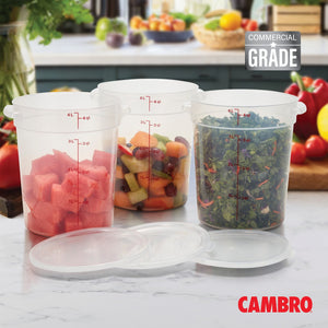 Cambro Round Translucent Food Container with Lid, 4 qt., 3 pk.