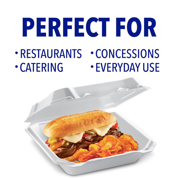 Hefty Supreme Foam Hinged Lid Container, 1-Compartment, 125 ct.