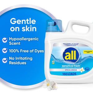 all Liquid Laundry Detergent, Sensitive Fresh, 208 Ounce, 166 Loads
