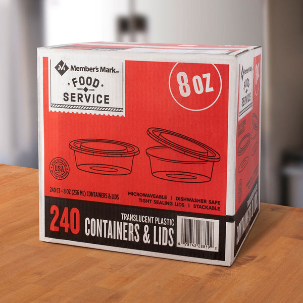 Member's Mark Plastic Deli Containers with Lids 8 oz., 240 ct.