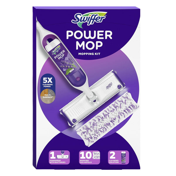Swiffer PowerMop Multi-Surface Mopping Kit, Lavender, 10 pads + 2 refills