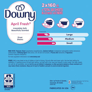 Downy Fabric Softener Dryer Sheets, April Fresh, 320 ct.