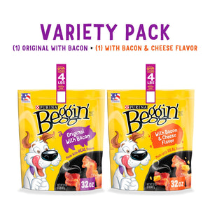 Purina Beggin' Strips Dog Treats, Bacon & Bacon and Cheese Flavors, 32 oz., 2 pk.