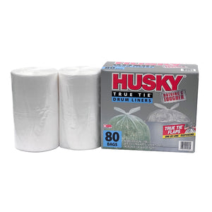Husky 55-Gallon Clear Flap Tie Drum Liner Trash Bags (80 ct.)