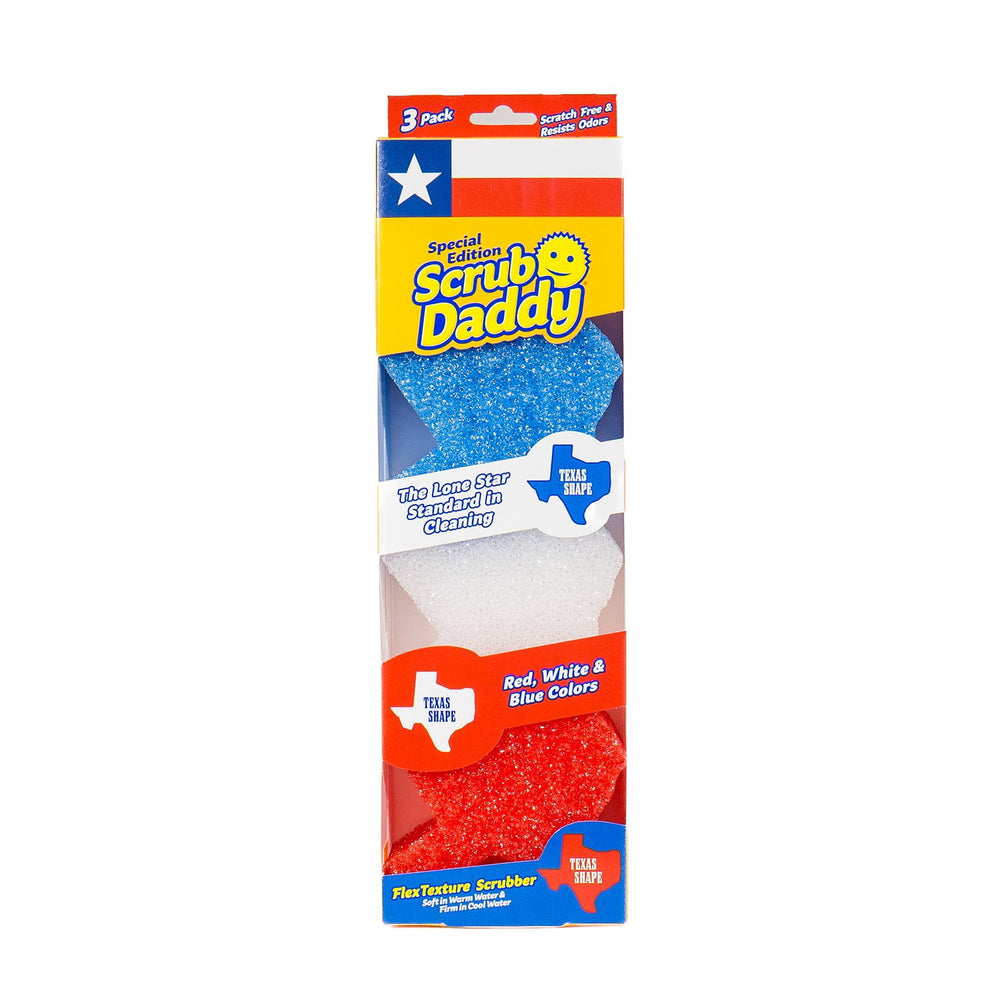 Scrub Daddy Texas Shaped Cleaning Sponges, Red White and Blue, 3 ct.