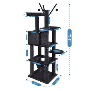 Multi-Functional Cat Tower, 73.6 in., Dark Grey