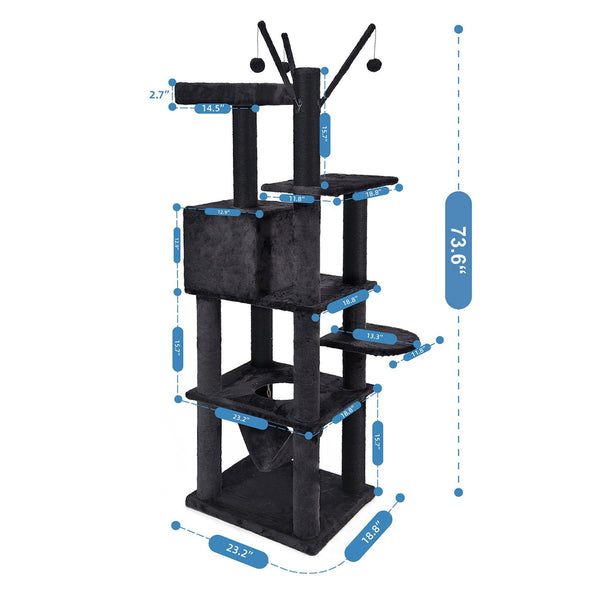 Multi-Functional Cat Tower, 73.6 in., Dark Grey