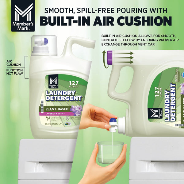 Member's Mark Plant Based Liquid Laundry Detergent, Lavender, 127 loads, 196 fl. oz.