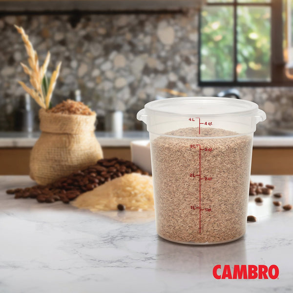 Cambro Round Translucent Food Container with Lid, 4 qt., 3 pk.