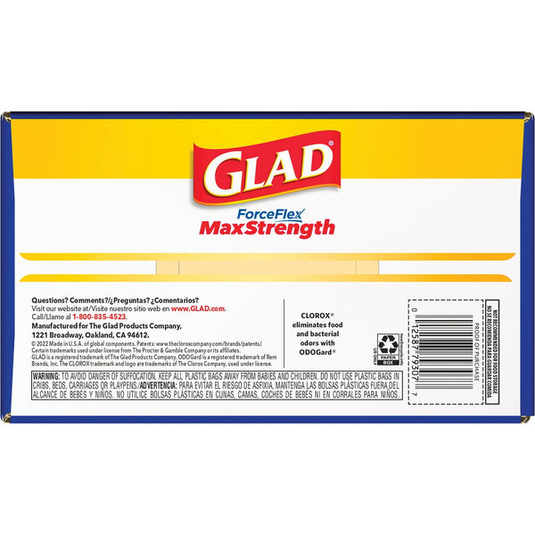Glad ForceFlex MaxStrength with Clorox Tall Kitchen Drawstring Trash Bags, Lemon Fresh Scent, 13 Gallon, 120 ct.