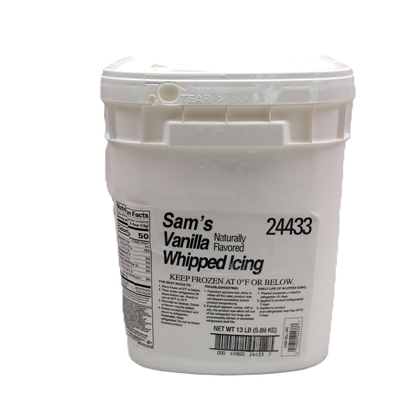 Sam's Vanilla Whipped Icing, Frozen, Bucket, 13 lbs.