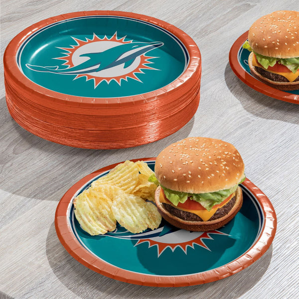 Miami Dolphins NFL Round Paper Plates, 10