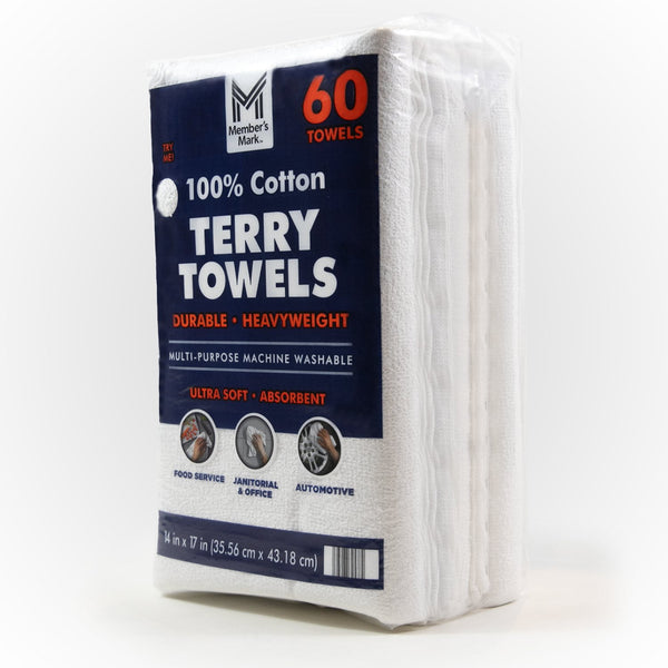 Member's Mark 100% Cotton Terry Towels, 14" x 17