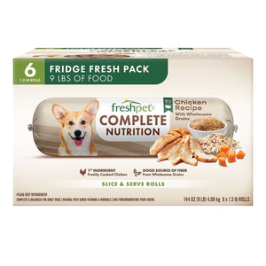 Freshpet Complete Nutrition Chicken Recipe Fresh Dog Food, 1.5 lb Rolls, 6 ct.