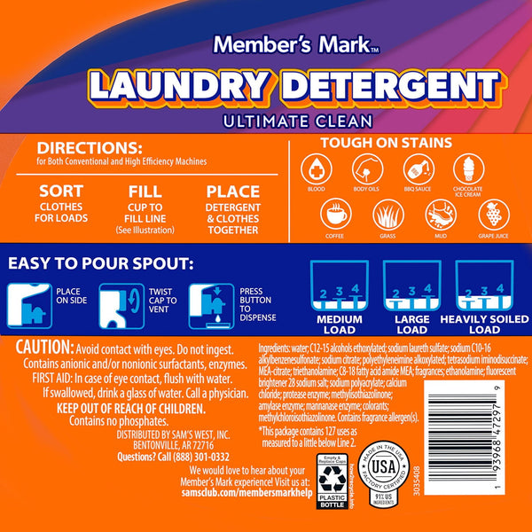 Member's Mark Liquid Laundry Detergent, Fresh Scent, 127 loads, 196 fl. oz.