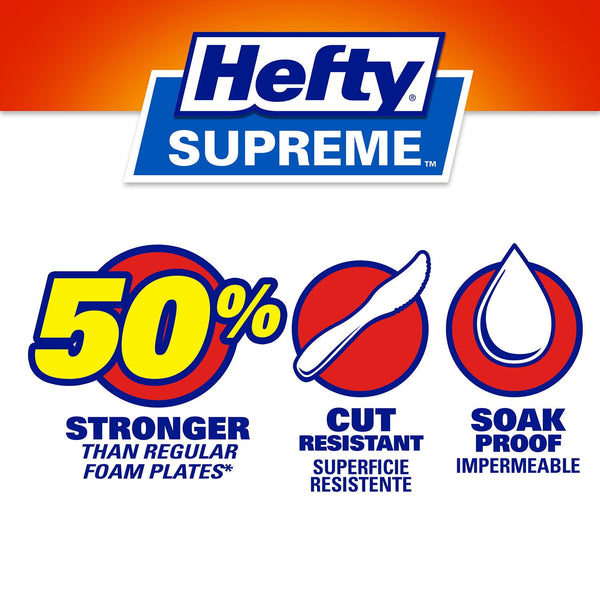 Hefty Supreme Foam Disposable Lunch Plates, 8 7/8