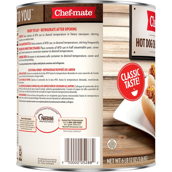 Chef-mate Hot Dog Chili Sauce With Beef 108 oz.
