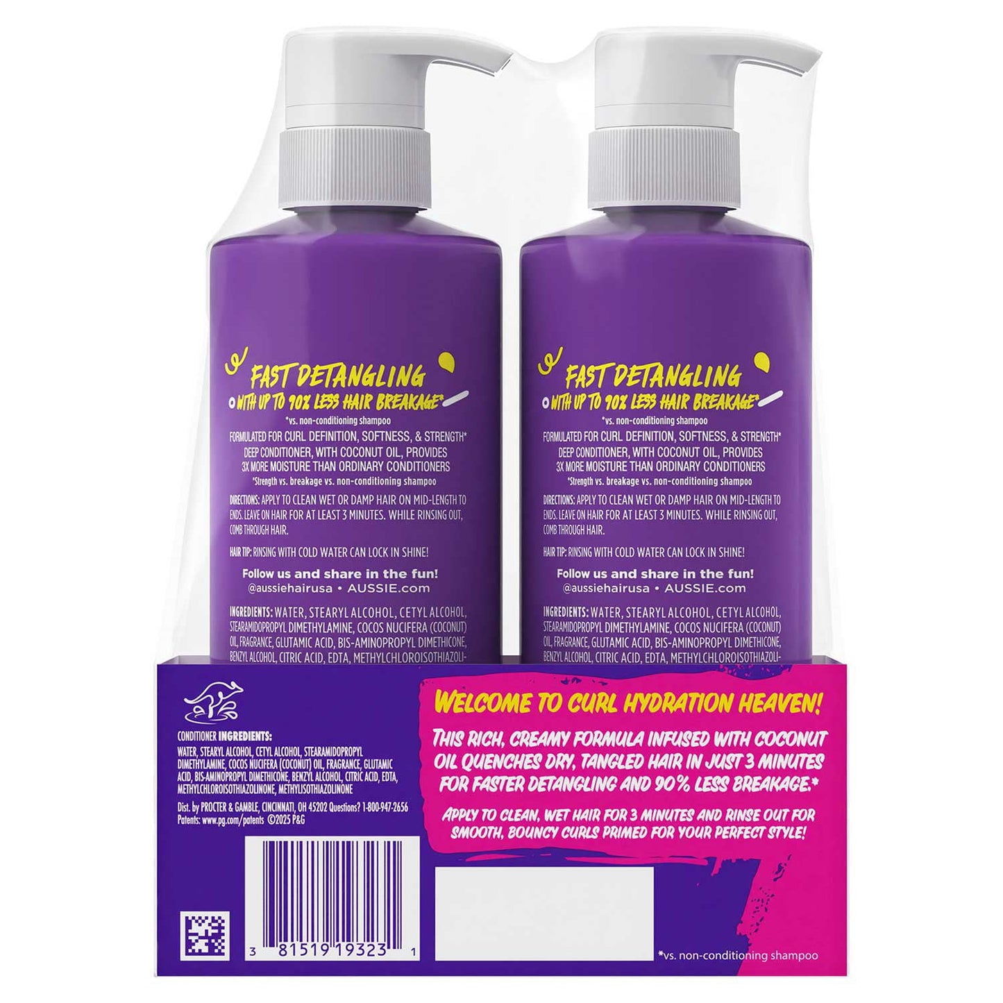 Aussie 3 Minute Miracle Curls Detangling Deep Conditioner, 16 oz., 2 pk.