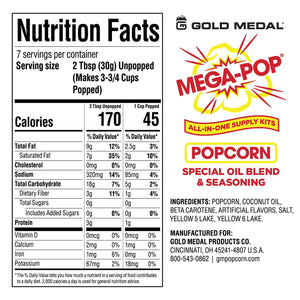 Gold Medal Mega-Pop All-In-One Popcorn Supply Kit for 6 oz. Poppers