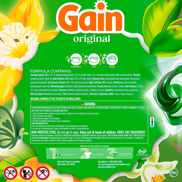 Gain Flings! 3 in 1 Laundry Detergent Pacs, Original Scents, 152 ct.