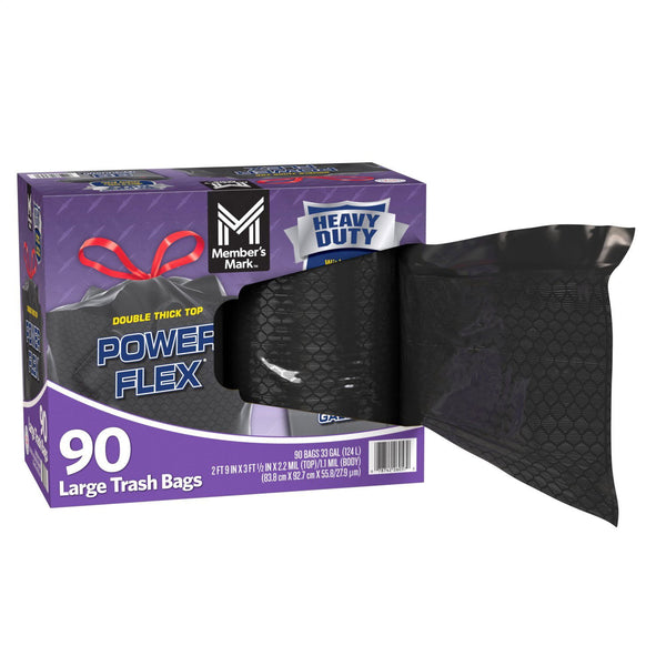 Member's Mark Power Flex 33-Gallon Large Trash Bags, 90 ct.