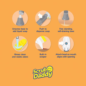 Scrub Daddy Dish Daddy Non-Scratch Sponge Dishwand + Non-Scratch Scrub Dishwand Refills, 6 ct.