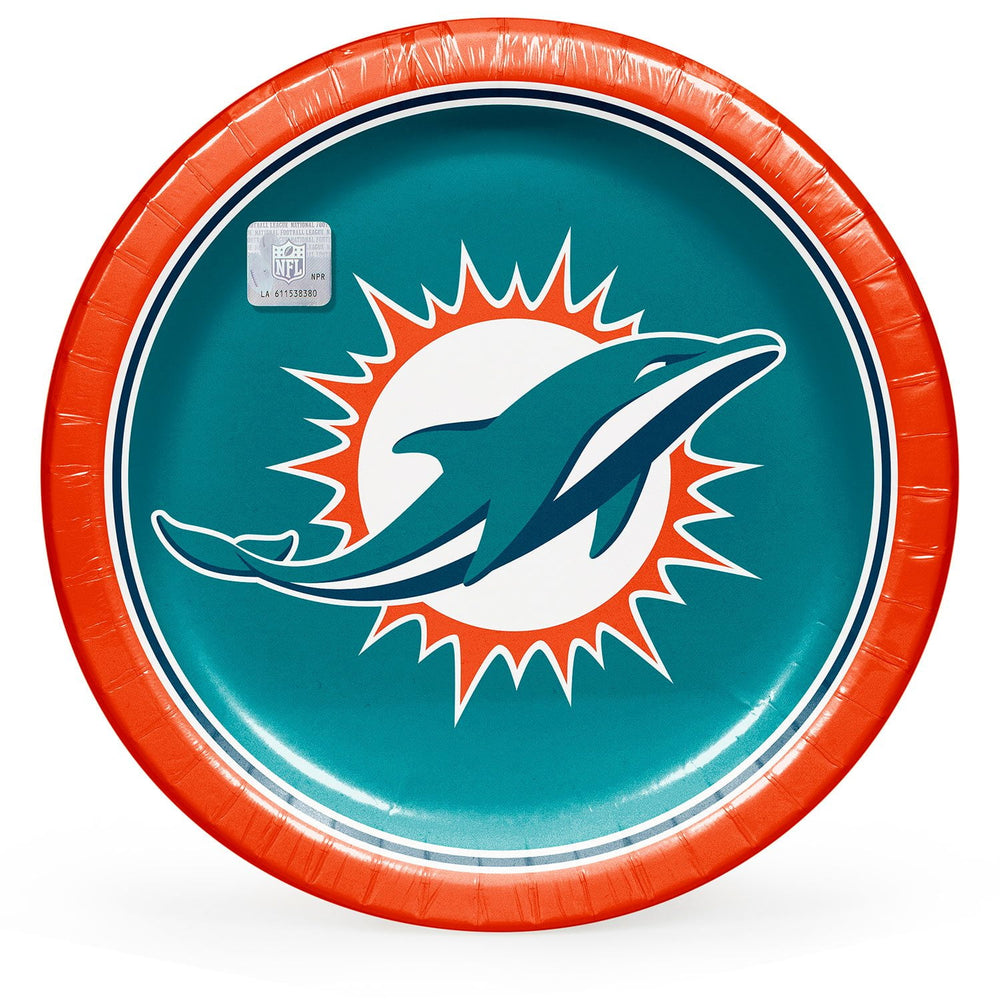 Miami Dolphins NFL Round Paper Plates, 10