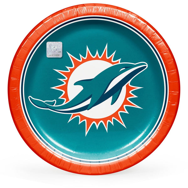 Miami Dolphins NFL Round Paper Plates, 10