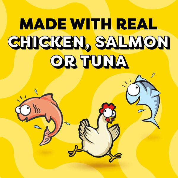 Temptations Lickable Puree Adult Variety Chicken, Salmon, and Tuna Cat Treats, 32 ct. 0.4 oz. Pouches