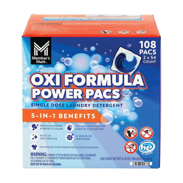 Member's Mark 5-in-1 Oxi Formula Power Pacs, 108 ct.